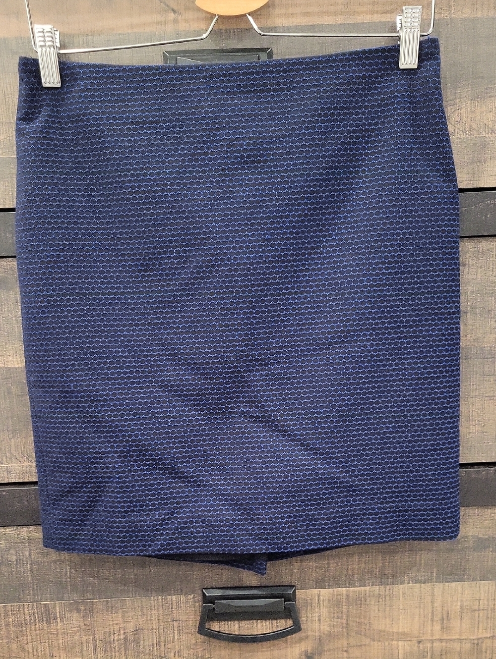 Lord & Taylor Navy Textured Pencil Skirt